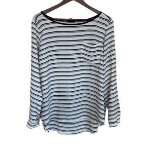 3/$21 Loft Black and White Striped Lightweight Blouse - Large